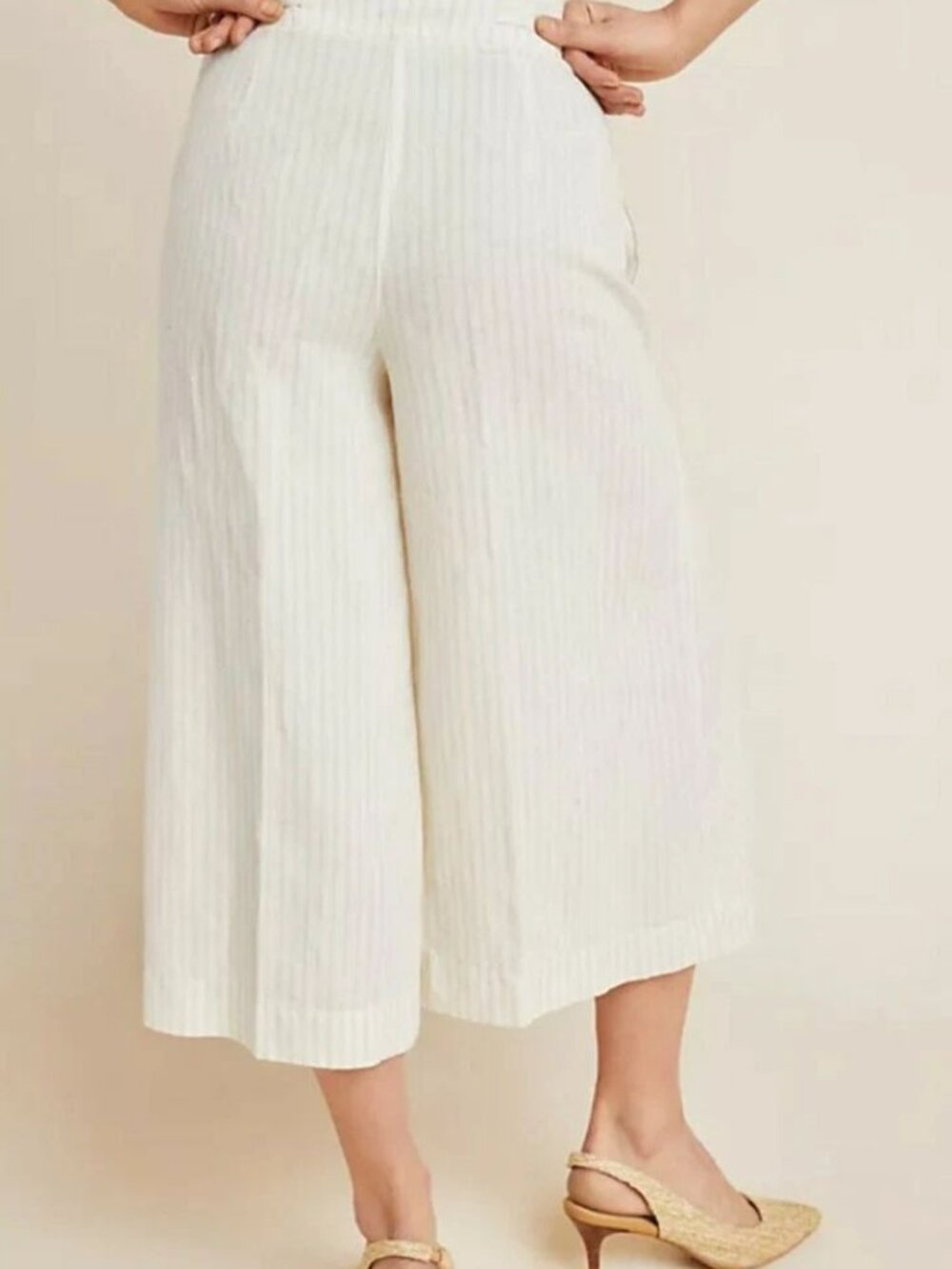 ANTHROPOLOGIE Wide Leg Cropped Pants Palm Beach Belted Culottes - Picture 14 of 14
